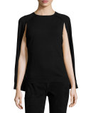 Liliana Wool Cape Sweater, Black