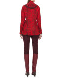 Massai-Collar Cheetah-Print Blouse, Miracle Berry