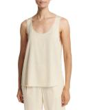Raw-Edge Crepe Tank