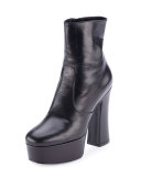 Candy Leather Platform 125mm Ankle Boot, Black (Nero)