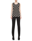 Pleated-Front Tapered Pants, Black