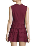 Sleeveless Jewel-Neck Tiered Mini Dress