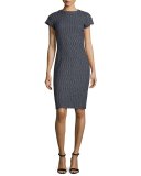 Chevron Tweed Sheath Dress, Black Pattern