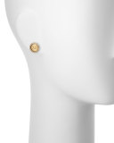  Logo Pave Stud Earrings, Golden