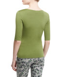 Half-Sleeve Scoop-Neck Tee, Green