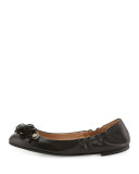 Blossom Leather Ballerina Flat, Black