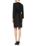 Bugle Beaded-Detail Coat Dress, Black