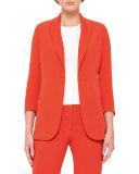 3/4-Sleeve One-Button Jacket, Rojo