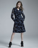 Double-Breasted Lace Trench Coat, Ink Blue