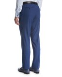 Flat-Front Wool Trousers, Blue