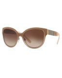Gradient Square Cat-Eye Sunglasses, Gold