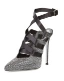 Crystal Lace-Up 115mm Pump, Gray
