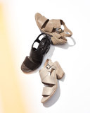 Cara Crisscross Leather Sandal, Natural