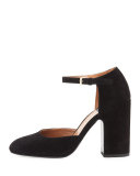 Mindy Suede d'Orsay Ankle-Wrap Pump, Black