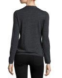 Twisted-Front Merino Cardigan, Gray 