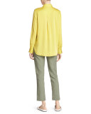 Slim-Fit Stretch-Silk Satin Blouse