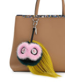 Beak Mohawk Fur Monster Charm for Handbag, Pink/Blue/Yellow