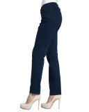 Sheri Cheetah-Print Skinny Jeans, Heritage Blue