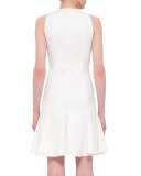 Sleeveless Fit-&-Flare Dress, Cream