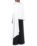 One-Shoulder Draped Blouse, Ivory
