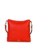 Rockstud Small Pebbled Leather Hobo Bag