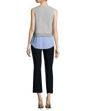 Knit Sweatshirt Combo Tank, Blue/Gray