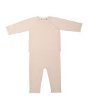 Wool Two-Piece Pajama Set, Pink, Size 3-12 Months