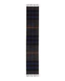 Men's Half Mega Check Cashmere Scarf, Charcoal/Dark Indigo