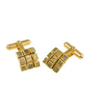 18K Yellow Gold & Diamond Cube Cuff Links