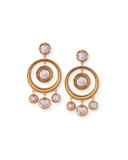 Crystal Coin Statement Earrings, Gold/Pink