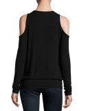 Big Hit Surplice Cold-Shoulder Sweater