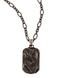 Men's Classic Chain Lava Dog Tag Chain Necklace, Silver 