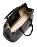City Calf Double-Zip Executive Tote Bag, Black/White (Nero/Bianco)