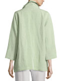 Gauze Linen-Blend Beach Jacket, Soft Lime 