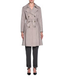 Sueded-Python Belted Trenchcoat, Beige