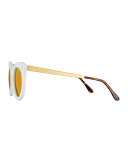 Boca II Mirrored Cat-Eye Sunglasses, White/Brown