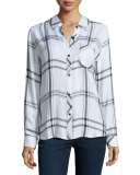 Hunter Plaid Long-Sleeve Shirt, White/Jet