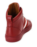 Vitello High-Top Sneaker w/Trainspotting Stripe, Red