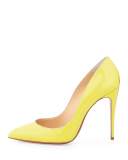 Pigalle Follies Patent 100mm Red Sole Pump, Yellow