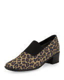 Yasemin Waterproof Leopard-Print Pump, Camel
