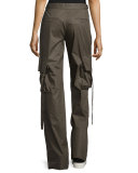 Cotton Mid-Rise Cargo Pants, Brown