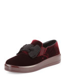 Bow Velvet Skate Sneaker, Bordeaux