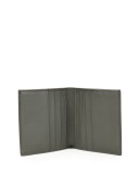 Men's Multi-Striped Woven Leather Fold-Over Card Case, Chocolate
