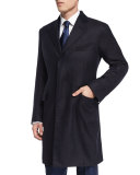 Special Edition Herringbone Cashmere Top Coat, Navy