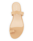 Petal Wavy-Strap Flat Slide Sandal, Nude