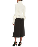 Studded & Fringed Turtleneck Sweater