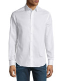 Tonal Textured Jacquard Sport Shirt, White