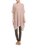 Shells Half-Sleeve Cashmere Tunic Top, Pink Taupe