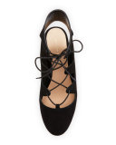 Lexi Caged Suede Block-Heel Pump, Black