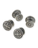 Classic Etched Silver Shirt Stud Set